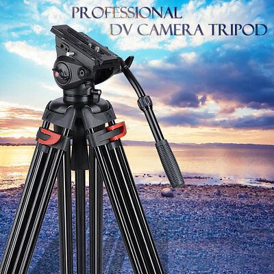 71" Pro Camera Tripod For Dv Dslr Video Stand Aluminum Fluid Pan Head With Bag