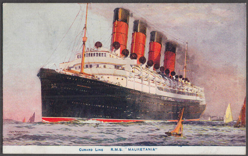 Cunard Line R M S Mauretania Color Postcard 1920s Unused
